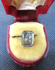 Vintage W & S New York ring box Catholic religious Jesus Picture Ring w/ Case picture
