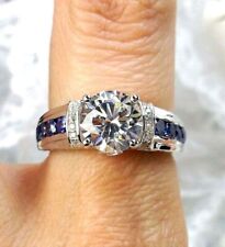 3.00 Ct Round Cut Lab Created Diamond Engagement Ring 14K White Gold Plated picture