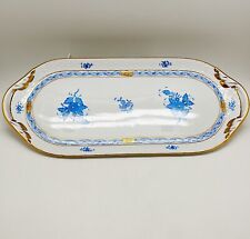 HEREND: Chinese Bouquet Blue Sandwich Tray, EUC, NWOB, Gorgeous $325 Retail picture