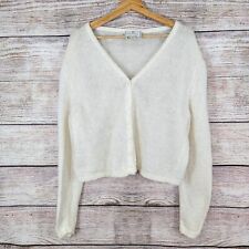 Vintage Express Tricot Cardigan Sweater Ivory Large Kid Mohair Wool Blend Italy picture