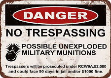 Danger Unexploded Military Munitions vintage look reproduction metal sign 8 x 12 picture