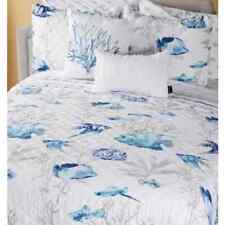 NICOLE MILLER HOME 9pc Watercolor Fish Printed KING Quilt Set-Beautiful & Bright picture
