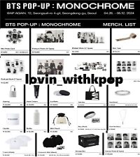 BTS 2024 POP UP MONOCHROME OFFICIAL MD MERCH PHOTOCARD T SHIRTS PHOTO RING ETC picture