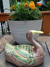 Antique Qing Chinese Fine Porcelain Duck Tureen Hand Painted Good Condition  picture