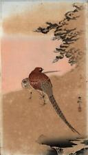 Ohara Koson (1877-1945) Japanese Woodblock Woodcut Print - Copper Pheasants Snow picture