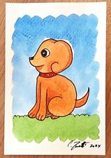 CHRIS ZANETTI Original Watercolor Painting DOG Puppy Pet Animal 6