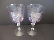 2 - HTF Fostoria #6007 Wisteria Bowl Loop Optic Clear Stem Water Goblets picture
