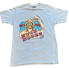 Vintage 1985 Hulk Hogan WWF Wrestling Tee T Shirt Blue Rare Design WWE L XL picture