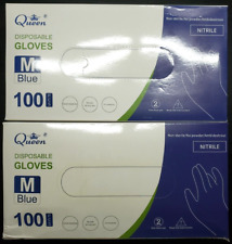 (2 PK) Blue Disposable Gloves Nitrile Non Sterile 100 PCS Per Box - Size: Medium picture