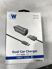 Just Wireless Dual Car Charger USB Port USB-C Port with 6ft Cable- Gray picture