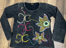 Rising International Large Boho Embroidery Art To Wear Floral Colorful VTG Y2K picture