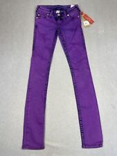 True Religion Jeans Women Size 25 Neon Purple Super Stretch Skinny Big NWT picture