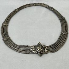 Antique Rajasthani Indian Silver Collar Necklace Tribal Choker Jewelry Beaded picture