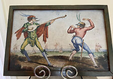 Antique Italian Hand Painted Ceramic Tile in Frame picture