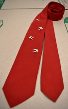 Neck Tie VTG 40s 50s Cades Embroidered Fishing Flies on Red Rayon Tie 50 x 2.85