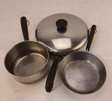 Vtg Revere Ware Copper Clad Bottom 4 Pc Pot Pan Set Skillet Cookware 8