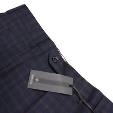 Zanella NWT Pleated Dress Pants Size 34 US Dexter In Blue Plaid 100% Wool picture