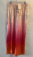 NEW Badgley Mischka 100% Silk Ombre Wide Leg Lounge Pajama Pants L picture