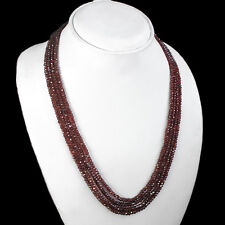 GENUINE UNIQUE 275.00 CTS NATURAL FACETED RED GARNET 4 STRAND NECKLACE (DG) picture