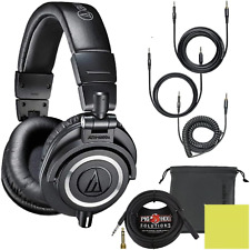 Audio-Technica ATH-M50X Headphones Bundle w/Pig hog Extension Cable & Cloth picture