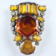 Large Eisenberg Original Clip Orange Yellow Crystal faceted stones Exceptional picture