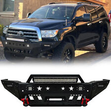 Fit 2011-2016 Sequoia Front Bumper w/Winch Plate and LED Lights and Red D-Rings picture