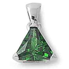 2 ct. Emerald Genuine Trillion Solitaire Pendant  in Sterling Silver picture