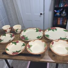 Vintage 1940s Franciscan Apple Dinner & Salad Plates Bowls Teacups Set Of 8 picture