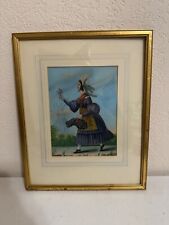 Vintage Antique Gouache Painting of Woman in Manner of Bartolomeo Pinelli picture