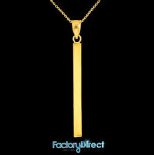 10k / 14K Solid Gold Straight Vertical Bar Necklace. picture