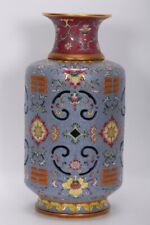 Chinese Qianlong period, enameled rouge red and blue ground with hollow vase picture
