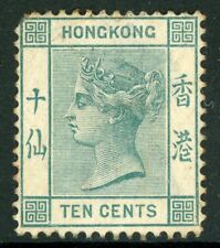 China 1882 Hong Kong 10¢ Blue Green QV Wmk CCA Scott 43a Mint C183 picture