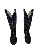 Vtg RARE Olathe Women's Black Knee High Ostrich QuillCowgirl Western Boots 5.5AA picture