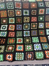Vintage Granny Square Multi Color Crochet Blanket Throw Roseanne Boho Handmade picture