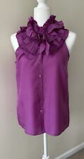 J. Crew Women’s Shirt 100% Silk Blouse Size 6 Purple Sleeveless picture