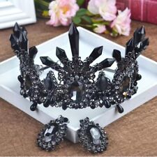 Gothic Wedding, Crystal Crown Tiara Earring Set,Prom Queen, Princess of Darkness picture