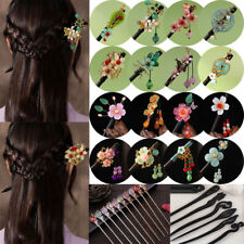 Women Chinese Style Wooden Hair Stick Pins Chopstick Handmade Flower Hairpin - picture