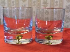 2 Orrefors Intermezzo Crystal Double Old Fashioned Glass Heavy Gold Bubble Base picture