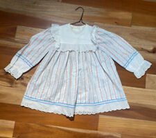 GIRLS VINTAGE 80s WINNIE THE POOH FLORAL EYELET SEARS PRARIE BIB DRESS SIZE 5 picture
