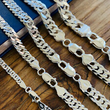 Real Solid 925 Sterling Silver Double Cuban Mens Boys Chain Bracelet or Necklace picture