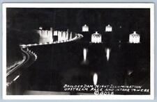 1940's RPPC BOULDER HOOVER DAM NIGHT ILLUMINATION UPSTREAM FACE & INTAKE TOWERS picture