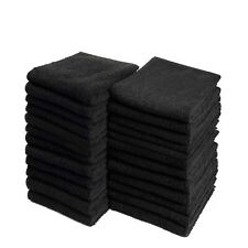 Salon Towels 100% Cotton Towel Pack Of 12 Black Spa Towel in 16x27 inches. picture
