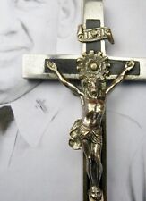 WWII Catholic US ARMY Chaplain's Ebony & Bronze French Vestment Crucifix Cross picture