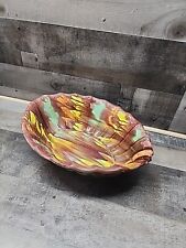 Mexican Oaxacan Dripware Ribbed Bowl. 1930s. Large. 14in X 11 Multicolored  picture