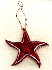 Vintage Red Glass STARFISH Christmas Ornament 3.25
