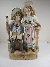 PAL LUX  Bisque Porcelain Couple Figurine Basket Fish Moriyama Made In Japan picture