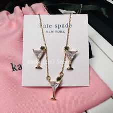 NWT Kate ks Spade Shaken Or Stirred Cocktail Glass mini Earrings Necklace Set picture