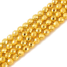 Titanium Gold Hematite Faceted Round Beads 2mm 3mm 4mm 6mm 8mm 10mm 15.5