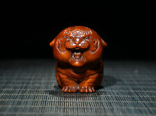 Chinese Antique Vintage Boxwood Carving Exquisite Tiger Statue Collection Decor picture
