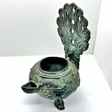 Central Asian Or Middle Eastern Antique Metal Oil Lamp On Stand Collectible A picture